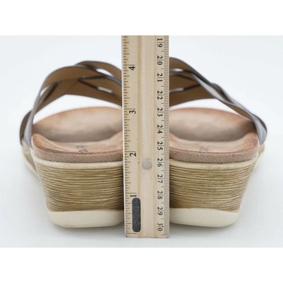 Cloud 90 Womens 11 Sandals Gray Faux Leather Strappy Slide Wedge Heel Slip On - Picture 8 of 9